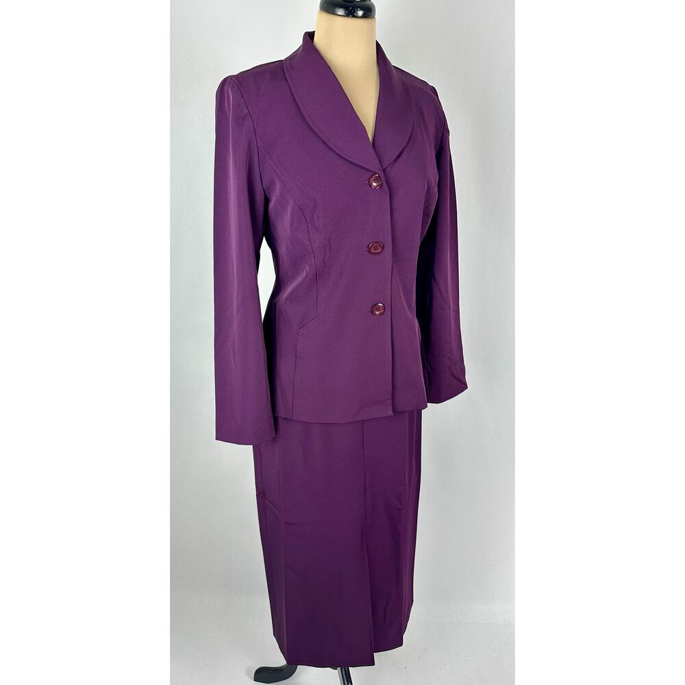 Vintage Size 8 Olivia Matthews Skirt Suit Set Plum Deep Purple Professional